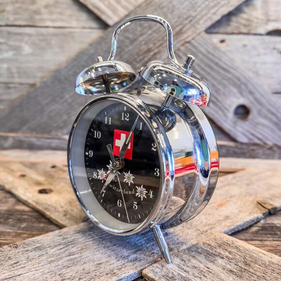 Switzerland Twin Bell Analog Alarm Clock by Souvenirs of Switzerland, 6.5"H - Picture 9 of 9